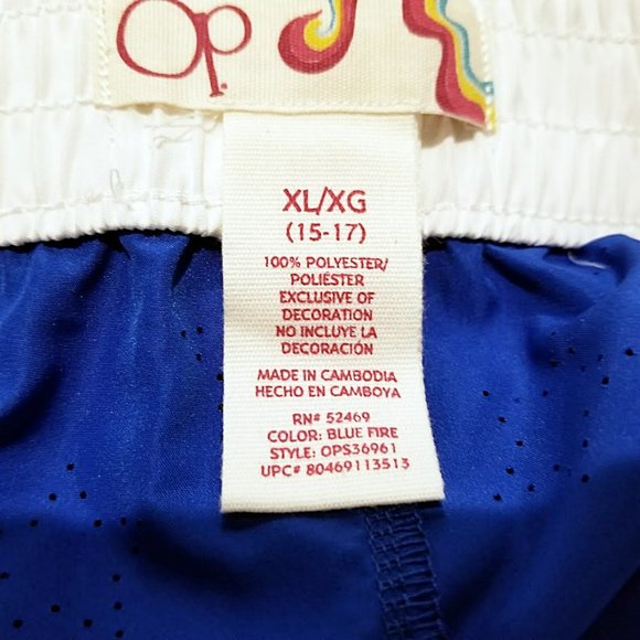New Op Blue White Board Shorts XL 15/17 Womens Ocean Pacific Beach Swim Cover Up - Picture 11 of 13